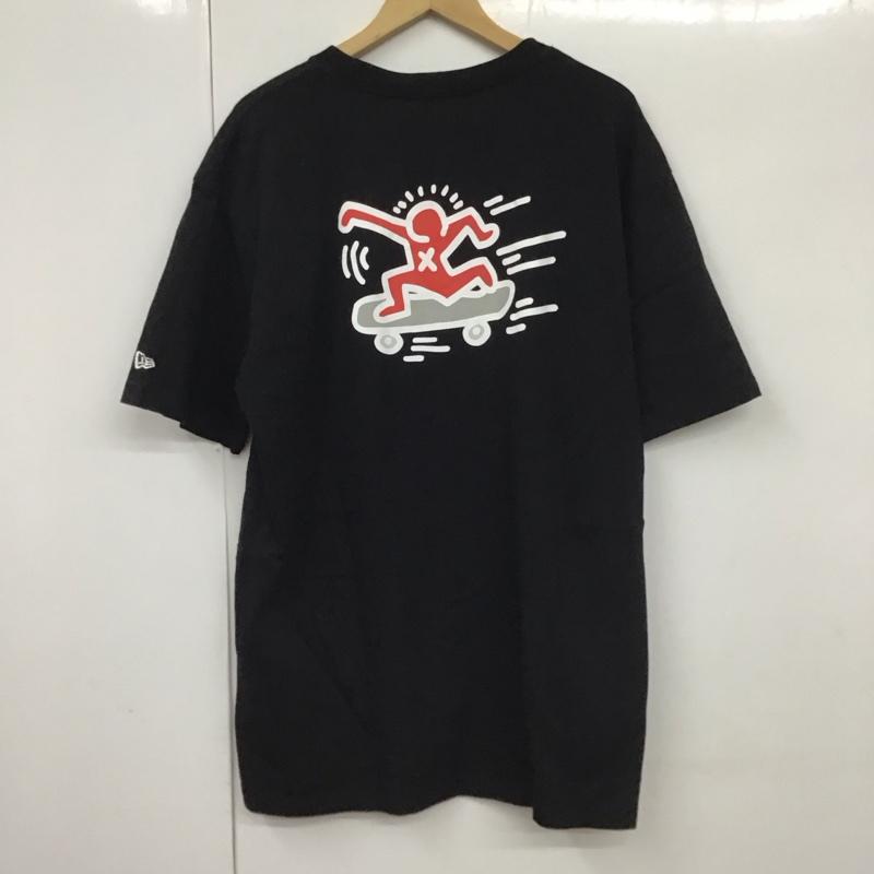 ニューエラ NEW ERA Tシャツ 半袖 半袖カットソー プリントTシャツ クルーネックカットソー キースへリング XXL ロゴ、文字 黒 / ブラック /  メンズ USED 古着 中古 10130114