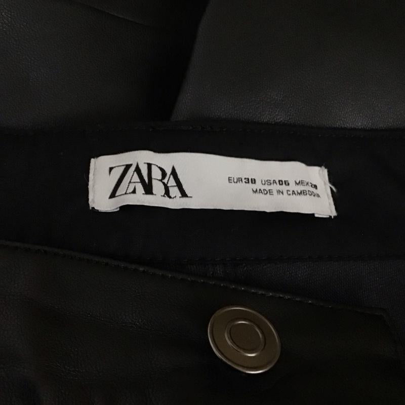 ザラ ZARA ボトムス ボトムス 8574 227 800 フェイクレザーパンツ 38 無地 黒 / ブラック /  レディース USED 古着 中古 10120867