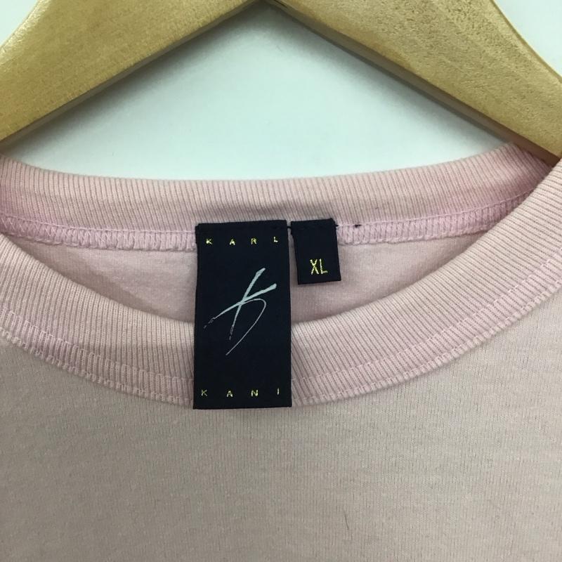 カールカナイ KARL KANI カットソー 長袖 長袖カットソー プリントカットソー クルーネック XL ロゴ、文字 桃 / ピンク /  メンズ USED 古着 中古 10146458