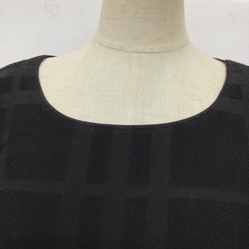 バーバリーロンドン Burberry London ワンピース ひざ丈スカート FM786-041-09 ノースリーブ ウール シルク 44 チェック 黒 / ブラック /  レディース USED 古着 中古 10112961