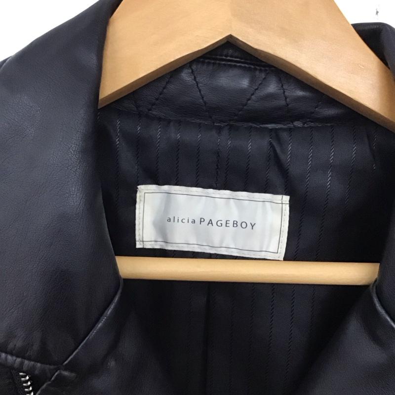 ページボーイ PAGEBOY ジャケット、上着 ジャケット、ブレザー pb870001al ライダースジャケット フェイクレザージャケット アウター FREE 無地 黒 / ブラック /  レディース USED 古着 中古 10136097