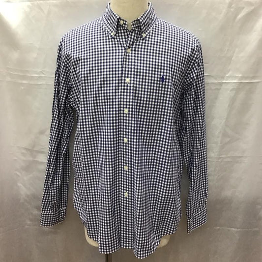 ラルフローレン RALPHLAUREN シャツ、ブラウス 長袖 長袖シャツ チェックシャツ カラーシャツ 長袖カットソー ボタンダウンシャツ L チェック 白 / ホワイト / X 青 / ブルー /  メンズ USED 古着 中古 10113160