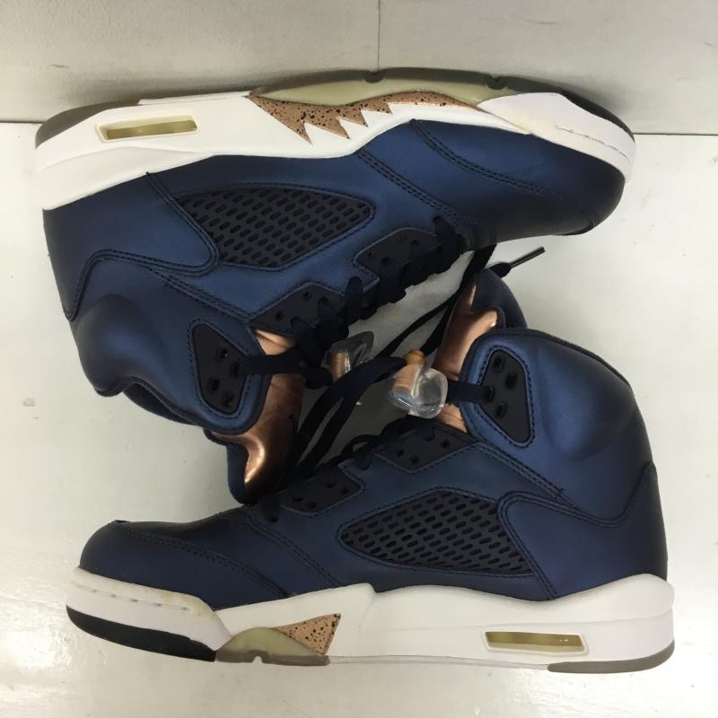 ナイキ NIKE スニーカー スニーカー 136027-416 Air Jordan 5 Retro Bronze 26.0cm ロゴ、文字 紺 / ネイビー / X 桃 / ピンク /  メンズ USED 古着 中古 10140753
