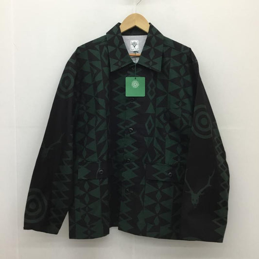 サウスツーウェストエイト South2 West8 シャツ、ブラウス 長袖 Hunting Shirt -Cotton Ripstop MR738 M ネイティブ柄 黒 / ブラック / X 緑 / グリーン /  メンズ USED 古着 中古 10127964