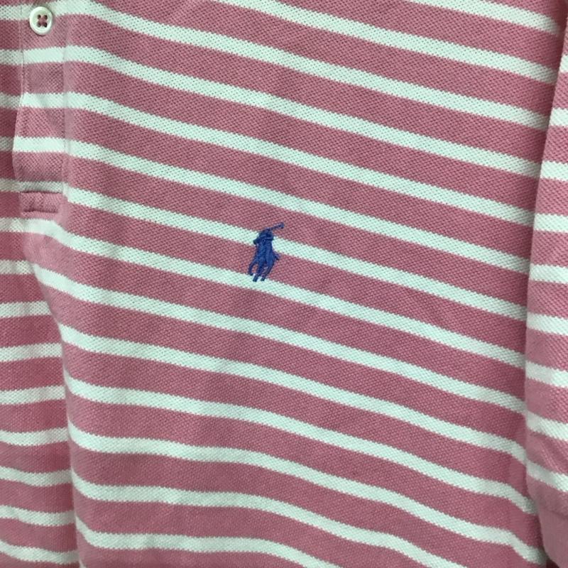 ポロバイラルフローレン Polo by RALPH LAUREN ポロシャツ 半袖 半袖ポロシャツ カラーシャツ 半袖カットソー L ボーダー柄 桃 / ピンク / X 白 / ホワイト /  メンズ USED 古着 中古 10140777