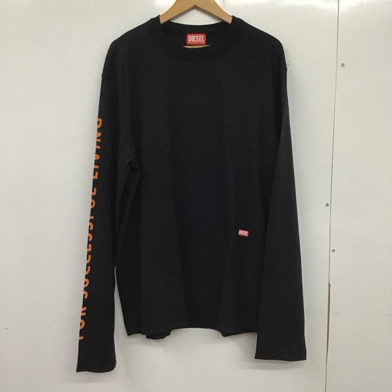 ディーゼル DIESEL Tシャツ 長袖 長袖カットソー 無地カットソー クルーネック L 無地 黒 / ブラック /  メンズ USED 古着 中古 10138964
