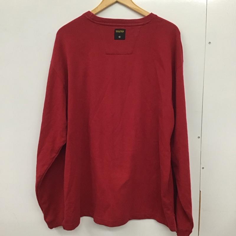 ノーティカ NAUTICA トレーナー 長袖 長袖スウェット カットソー クルーネック XL ロゴ、文字 赤 / レッド /  メンズ USED 古着 中古 10132269
