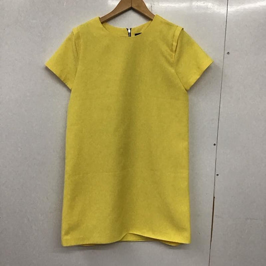 ザラベーシック ZARA BASIC ワンピース ロングスカート 半袖ワンピース タイトスカート ジップアップ クルーネック M 無地 黄 / イエロー /  レディース USED 古着 中古 10136058