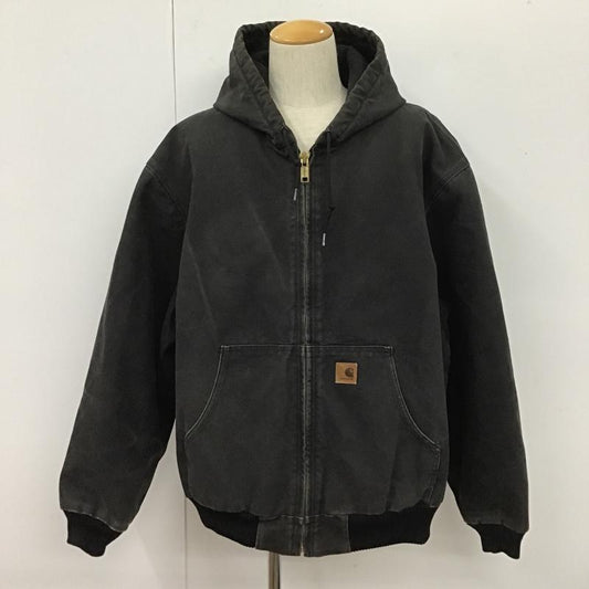 カーハート Carhartt ジャケット、上着 ジャンパー、ブルゾン ジップアップジャケット ジャンパー アウター パーカー XXL ロゴ、文字 黒 / ブラック /  メンズ USED 古着 中古 10105608