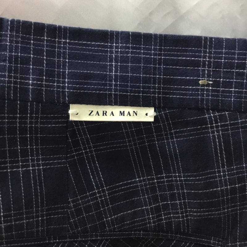 ザラメン ZARA MAN パンツ スラックス スラックスパンツ ワイドパンツ カジュアルパンツ チェックパンツ 42 チェック 紺 / ネイビー /  メンズ USED 古着 中古 10122390