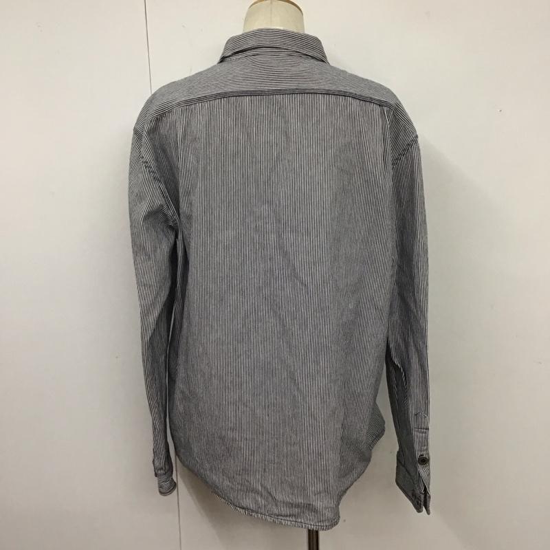 パタゴニア patagonia シャツ、ブラウス 長袖 52631FA11 ワークシャツ L ストライプ 白 / ホワイト / X 紺 / ネイビー /  メンズ USED 古着 中古 10110819