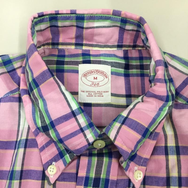 ブルックスブラザーズ BROOKS BROTHERS シャツ、ブラウス 長袖 ボタンダウン 胸ポケット M チェック 桃 / ピンク /  メンズ USED 古着 中古 10111599