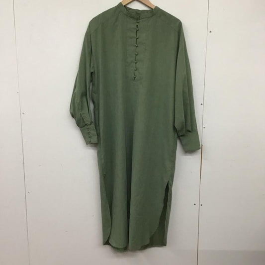 セレクトモカ select MOCA ワンピース ロングスカート 長袖シャツワンピース ノーカラーシャツワンピース M 無地 カーキ / カーキ /  レディース USED 古着 中古 10138360