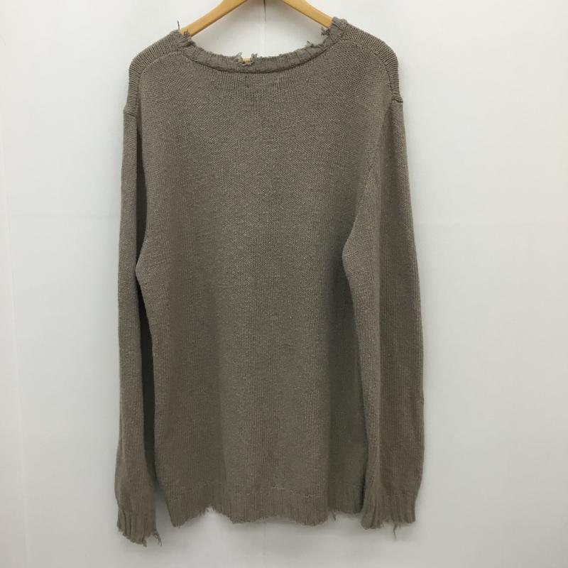 リプレイ REPLAY ニット、セーター 長袖 REPLAY　ダメージニット　UK8252.000.G23022A XL ロゴ、文字 茶 / ブラウン /  メンズ USED 古着 中古 10120881