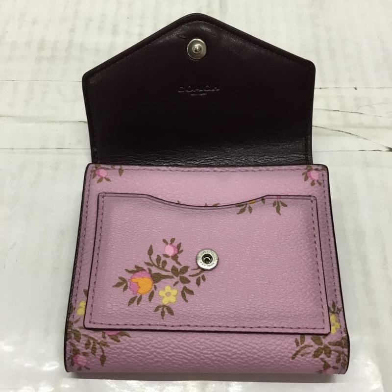コーチ COACH 財布 コンパクト財布 フローラル スモール財布 花柄 桃 / ピンク /  レディース USED 古着 中古 10116647