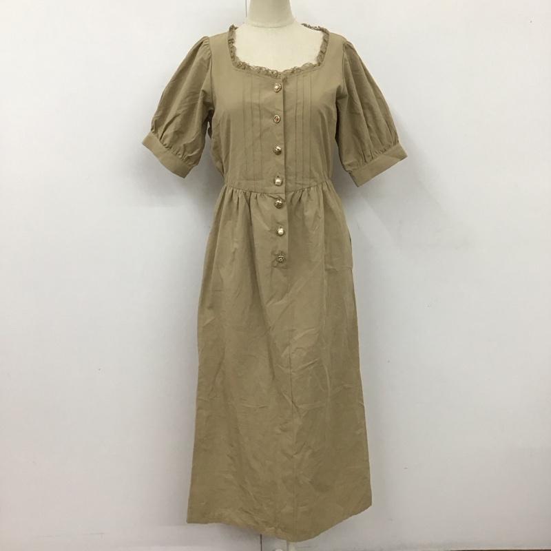 ナイスクラップ NICE CLAUP ワンピース ロングスカート 720200 半袖 無地 ベージュ / ベージュ /  レディース USED 古着 中古 10113846