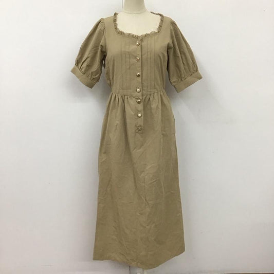 ナイスクラップ NICE CLAUP ワンピース ロングスカート 720200 半袖 無地 ベージュ / ベージュ /  レディース USED 古着 中古 10113846