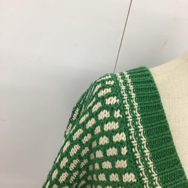 シンプリシテェ Simplicite ニット、セーター 長袖 21-080-700-0099-3-0 深VバイカラーKNITプルオーバー  緑 / グリーン / X オフホワイト / オフホワイト /  レディース USED 古着 中古 10107515