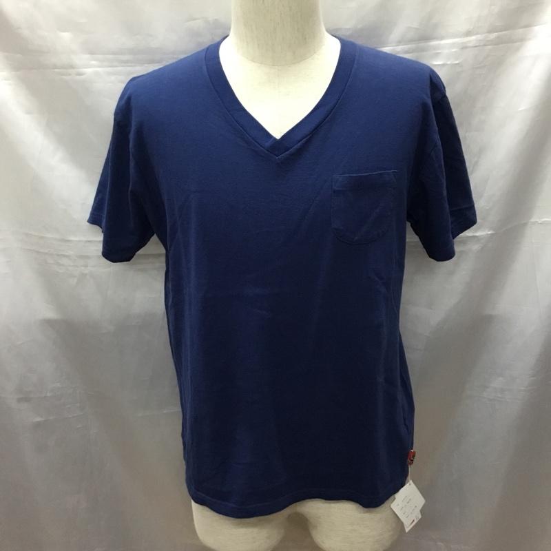 キャッツポウ CAT S PAW Tシャツ 半袖 半袖カットソー プリントTシャツ クルーネックカットソー L 無地 紺 / ネイビー /  メンズ USED 古着 中古 10114605