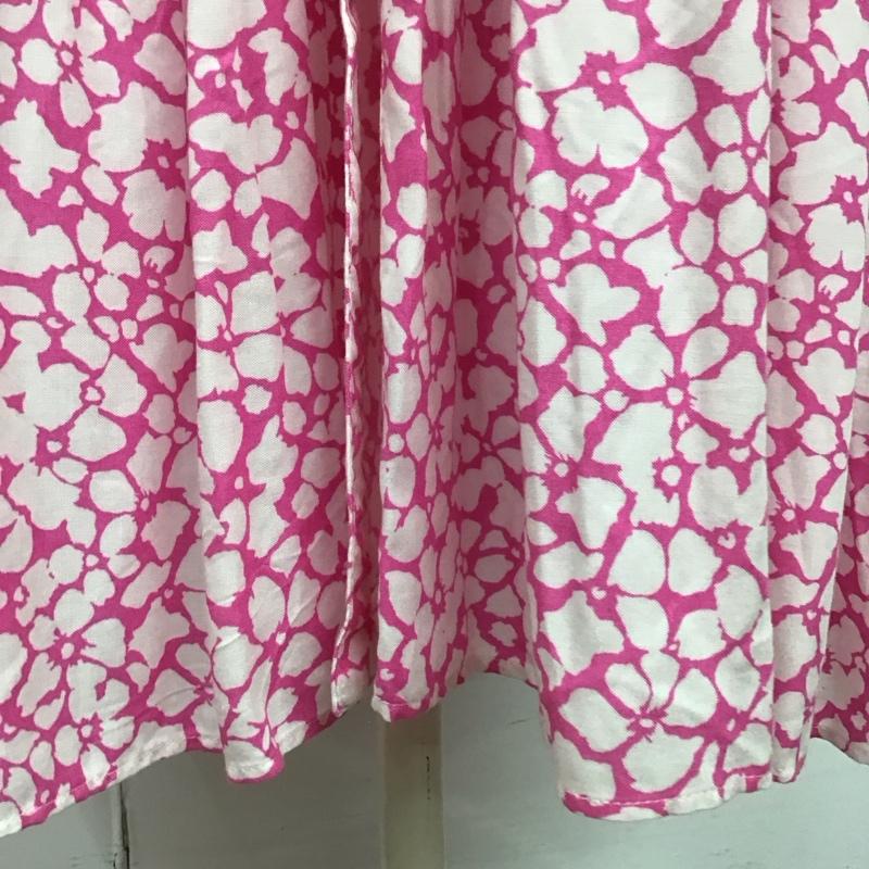 ザラ ZARA ワンピース ロングスカート 半袖 スキッパー ティアード XS 総柄 桃 / ピンク / X 白 / ホワイト /  レディース USED 古着 中古 10116781
