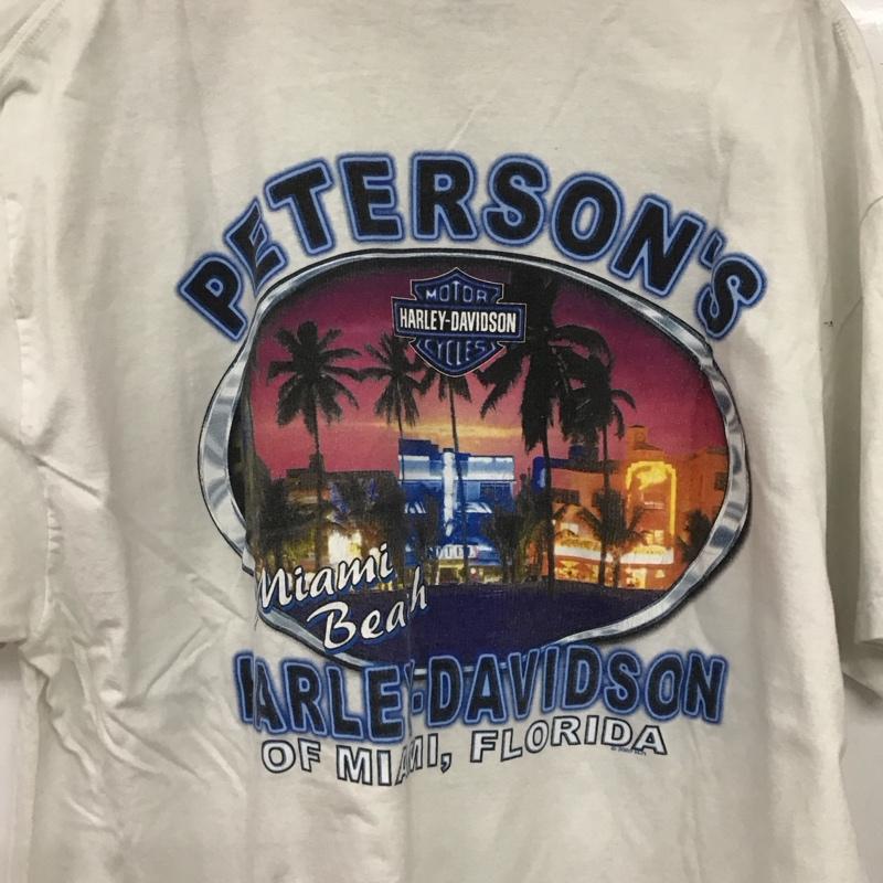 ハーレーダビッドソン Harley-Davidson Tシャツ 半袖 半袖カットソー プリントTシャツ クルーネックカットソー ロゴ、文字 白 / ホワイト /  メンズ USED 古着 中古 10151158