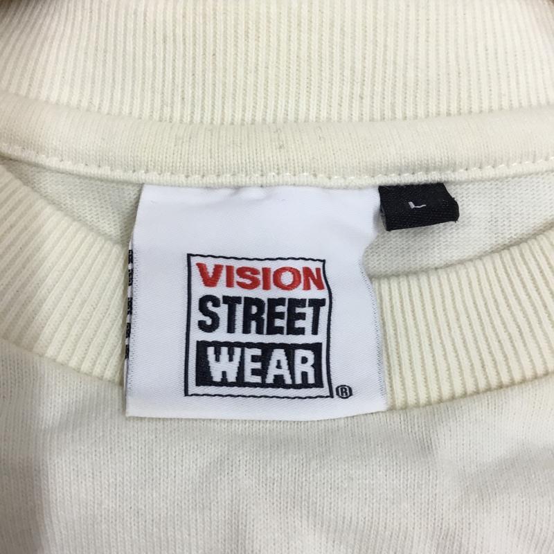 ヴィジョン VISION Tシャツ 半袖 1505008-T スケボー 刺繍 クルーネック バックプリント L ワンポイント アイボリー / アイボリー /  メンズ USED 古着 中古 10117759
