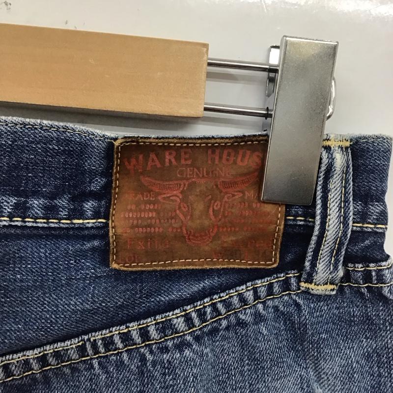 ウエアハウス WAREHOUSE パンツ デニム、ジーンズ デニムパンツ ストレートパンツ ワイドパンツ ダメージ加工 30インチ 無地 インディゴ / インディゴ /  メンズ USED 古着 中古 10109943