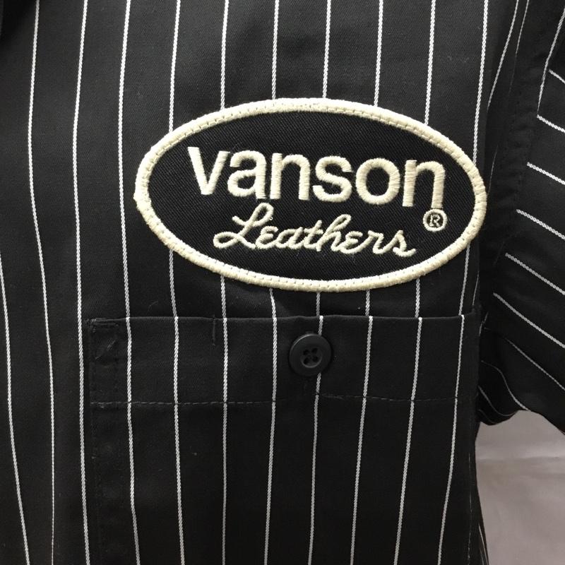 ヴァンソン VANSON シャツ、ブラウス 半袖 M ストライプ 黒 / ブラック /  メンズ USED 古着 中古 10108955