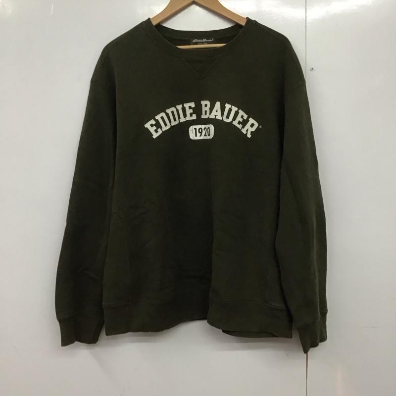 エディーバウアー Eddie Bauer トレーナー 長袖 長袖トレーナー スウェット クルーネック プルオーバー L ロゴ、文字 カーキ / カーキ /  メンズ USED 古着 中古 10143392