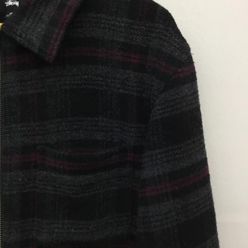 ステューシー STUSSY ジャケット、上着 ジャケット、ブレザー リード ウール プレイド ジップ シャツ Reed Wool Plaid Zip Shirt M チェック 黒 / ブラック / X 灰 / グレー / X 赤 / レッド /  メンズ USED 古着 中古 10125304