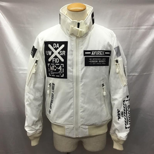 アヴィレックス AVIREX ジャケット、上着 フライトジャケット 6192176 MA-1 M ロゴ、文字 白 / ホワイト /  メンズ USED 古着 中古 10109626
