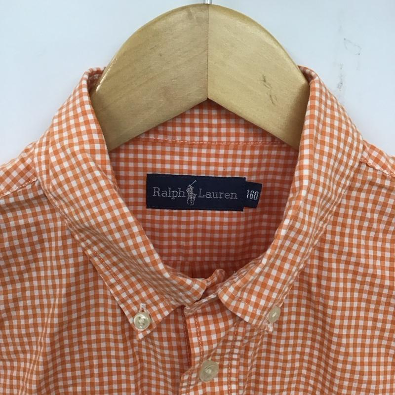 ラルフローレン RALPHLAUREN シャツ、ブラウス 半袖 160cm チェック 白 / ホワイト / X 橙 / オレンジ /  ボーイズ USED 古着 中古 10139921