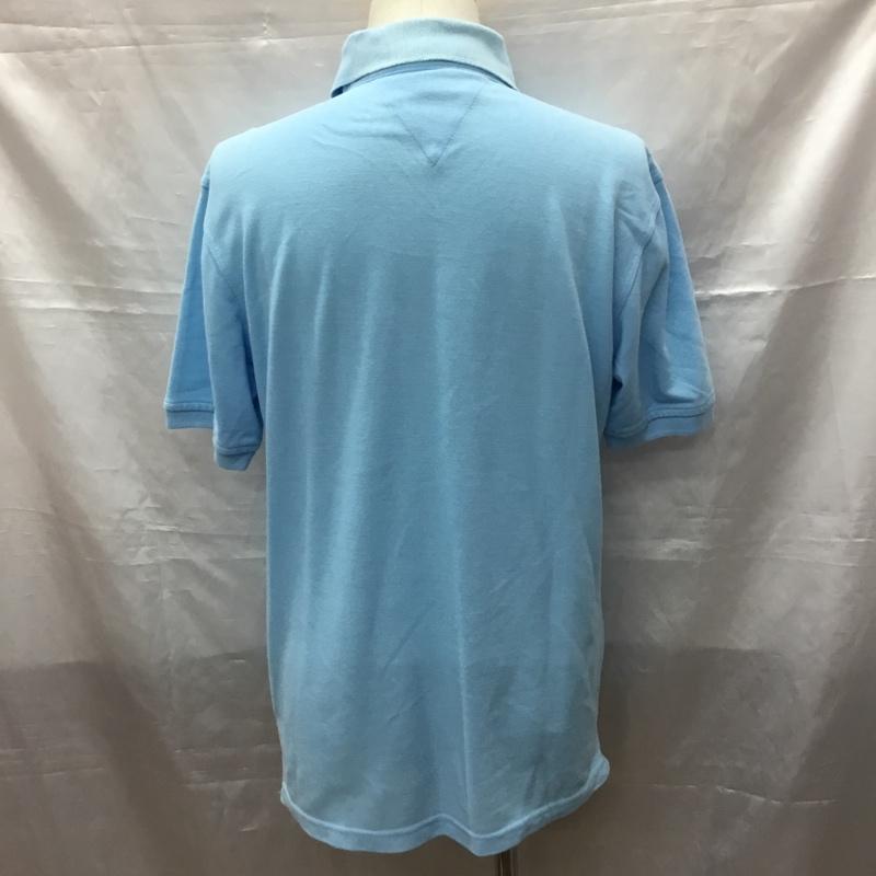トミーヒルフィガー TOMMY HILFIGER ポロシャツ 半袖 半袖ポロシャツ カラーシャツ 半袖カットソー L ロゴ、文字 水色 / ライトブルー /  メンズ USED 古着 中古 10116143