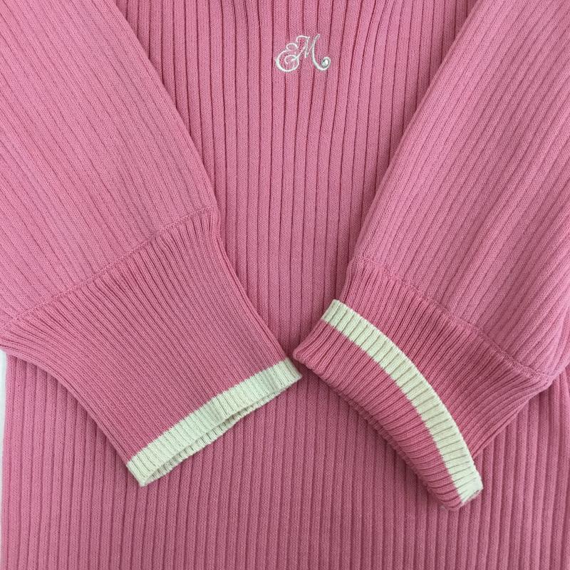 アースミュージックアンドエコロジー earth music&ecology ニット、セーター 半袖 1M42L2C0200 フロントロゴ配色ニットプルオーバー FREE ワンポイント 桃 / ピンク /  レディース USED 古着 中古 10141837