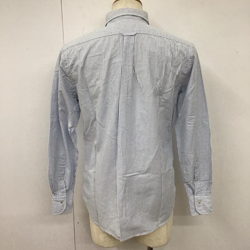 ニューヨーカー NEWYORKER シャツ、ブラウス 長袖 ボタンダウン コットン M ストライプ 白 / ホワイト / X 水色 / ライトブルー /  メンズ USED 古着 中古 10116829
