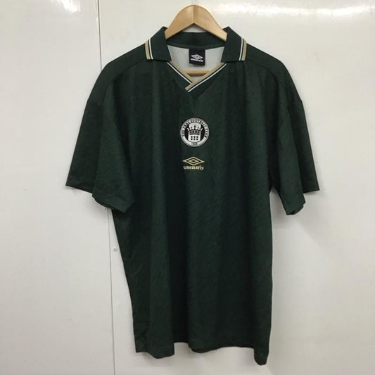 アンブロ UMBRO ポロシャツ 半袖 半袖ポロシャツ 半袖カットソー カラーシャツ Vネック XL ロゴ、文字 緑 / グリーン /  メンズ USED 古着 中古 10131623