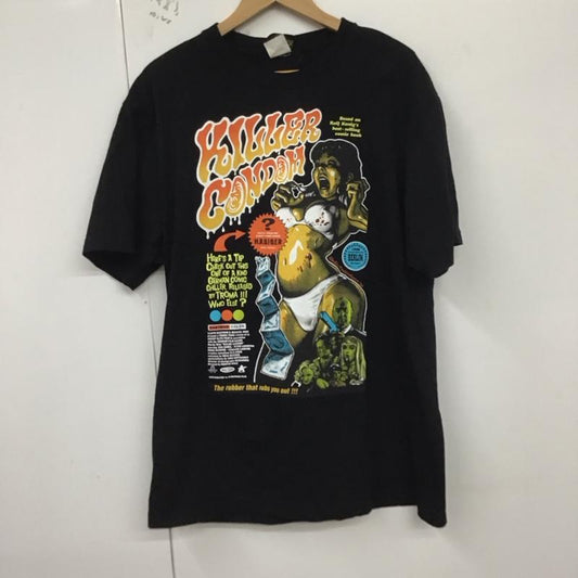エロスティカ EROSTiKA Tシャツ 半袖 キラーコンドーム　映画　Tシャツ XL プリント 黒 / ブラック /  メンズ USED 古着 中古 10130109