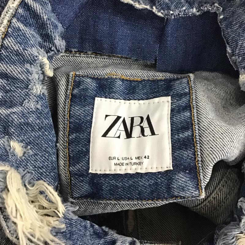 ザラ ZARA ジャケット、上着 ジャケット、ブレザー デニムジャケット カラージャケット 長袖ジャケット ダメージ加工ブルゾン L 無地 インディゴ / インディゴ /  メンズ USED 古着 中古 10110811
