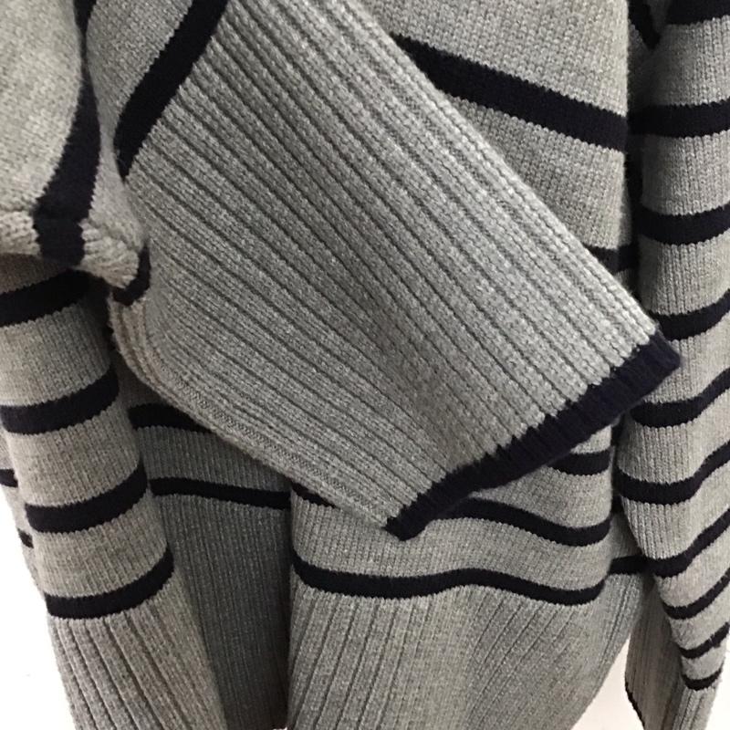 ザラ ZARA ニット、セーター 長袖 クルーネック L ボーダー柄 灰 / グレー / X 紺 / ネイビー /  レディース USED 古着 中古 10121877