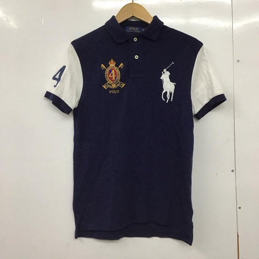 ポロラルフローレン POLO RALPH LAUREN ポロシャツ 半袖 半袖ポロシャツ カラーシャツ 半袖カットソー XS ロゴ、文字 白 / ホワイト / X 紺 / ネイビー /  メンズ USED 古着 中古 10150886