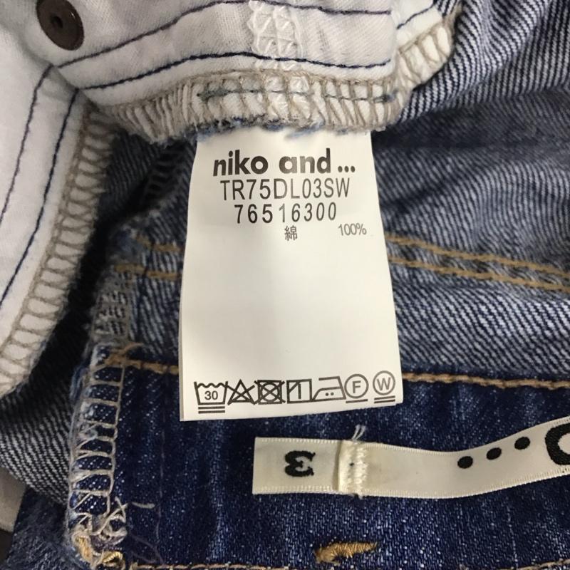 ニコアンド niko and... パンツ デニム、ジーンズ デニムパンツ ワイドパンツ カジュアルパンツ 3 ダメージ加工 インディゴ / インディゴ /  レディース USED 古着 中古 10142475