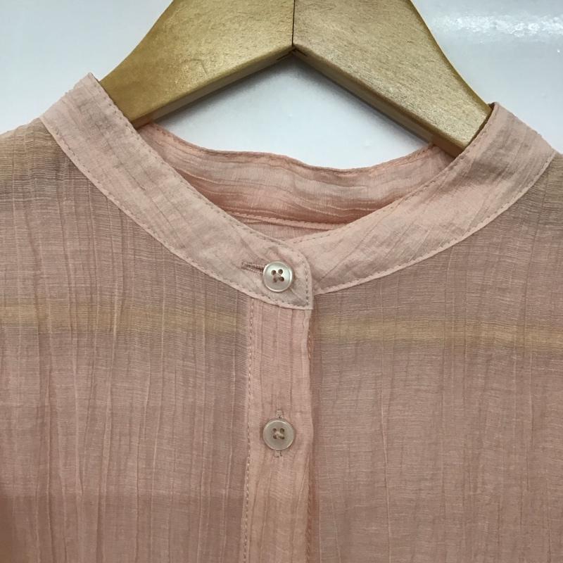 ローリーズファーム LOWRYS FARM シャツ、ブラウス 長袖 長袖シャツ 無地シャツ ノーカラーシャツ 2 無地 桃 / ピンク /  レディース USED 古着 中古 10142697