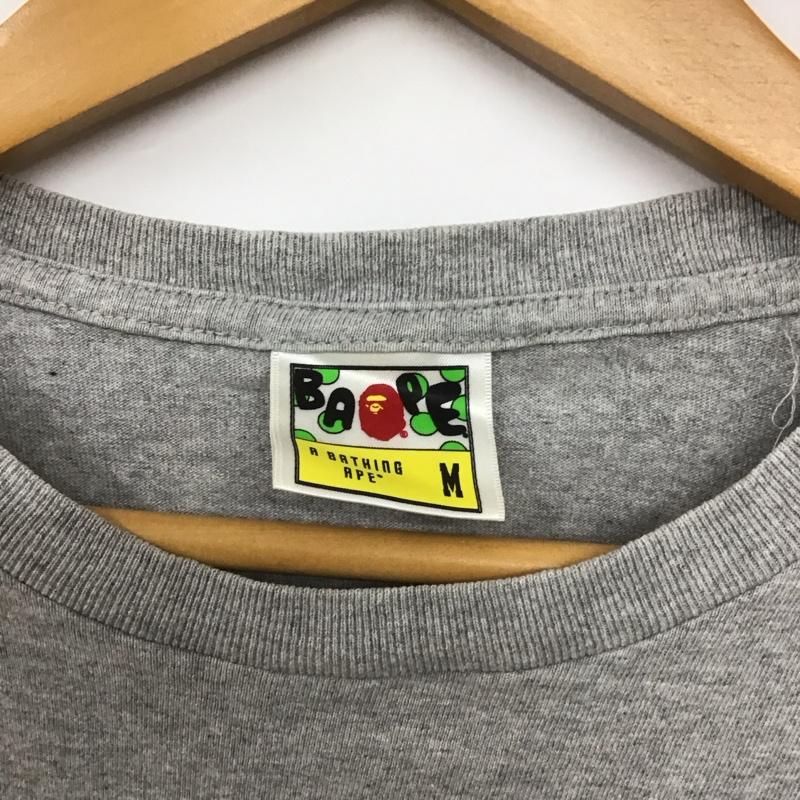 ベイプ BAPE Tシャツ 半袖 半袖カットソー プリントTシャツ クルーネックカットソー M ロゴ、文字 灰 / グレー /  メンズ USED 古着 中古 10129298