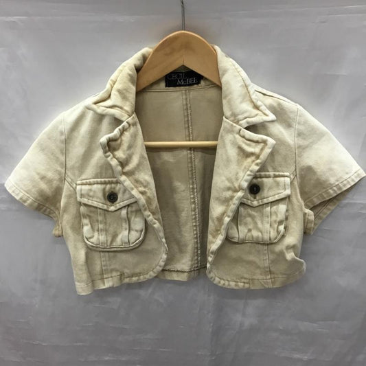 セシルマクビー CECIL McBEE トップス トップス ショート丈 ジャケット ボレロ 半袖 M 無地 ベージュ / ベージュ /  レディース USED 古着 中古 10118156