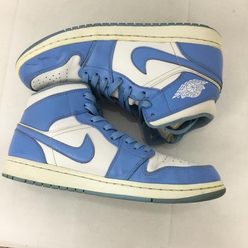 ナイキ NIKE スニーカー スニーカー 554724-106 AIR JORDAN 1 MID 28cm 28.0cm ロゴ、文字 白 / ホワイト / X 水色 / ライトブルー /  メンズ USED 古着 中古 10131646