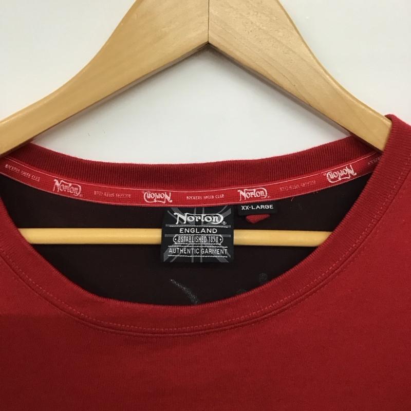ノートン Norton カットソー 長袖 長袖カットソー プリントカットソー クルーネック XXL ロゴ、文字 赤 / レッド /  メンズ USED 古着 中古 10149527
