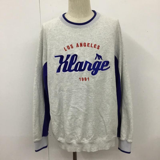 エクストララージ XLARGE トレーナー 長袖 長袖トレーナー スウェット クルーネック リブスウェットカットソー L ロゴ、文字 灰 / グレー /  メンズ USED 古着 中古 10110074