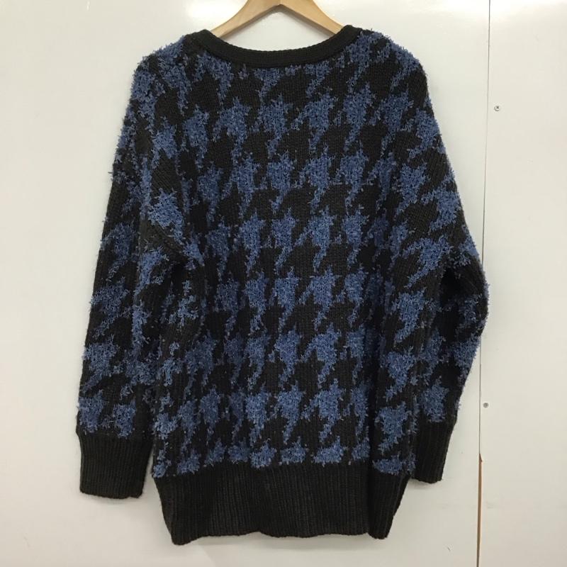 ビームス ハート BEAMS HEART カーディガン 長袖 43-15-0173-213 千鳥格子柄 オーバーサイズ Vネック カーディガン 千鳥格子 黒 / ブラック / X 青 / ブルー /  レディース USED 古着 中古 10147177