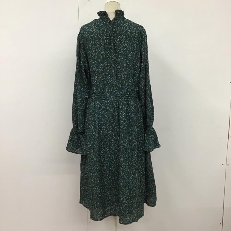 エヘカソポ ehka sopo ワンピース ロングスカート 1103686 スタンドネック 長袖 M 花柄 緑 / グリーン /  レディース USED 古着 中古 10122464
