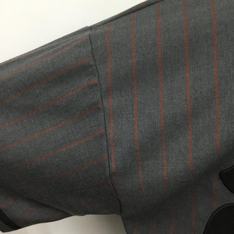 スターター STARTER シャツ、ブラウス 半袖 半袖シャツ ノーカラーシャツ 半袖カットソー ストライプシャツ 46 ロゴ、文字 灰 / グレー /  メンズ USED 古着 中古 10120832